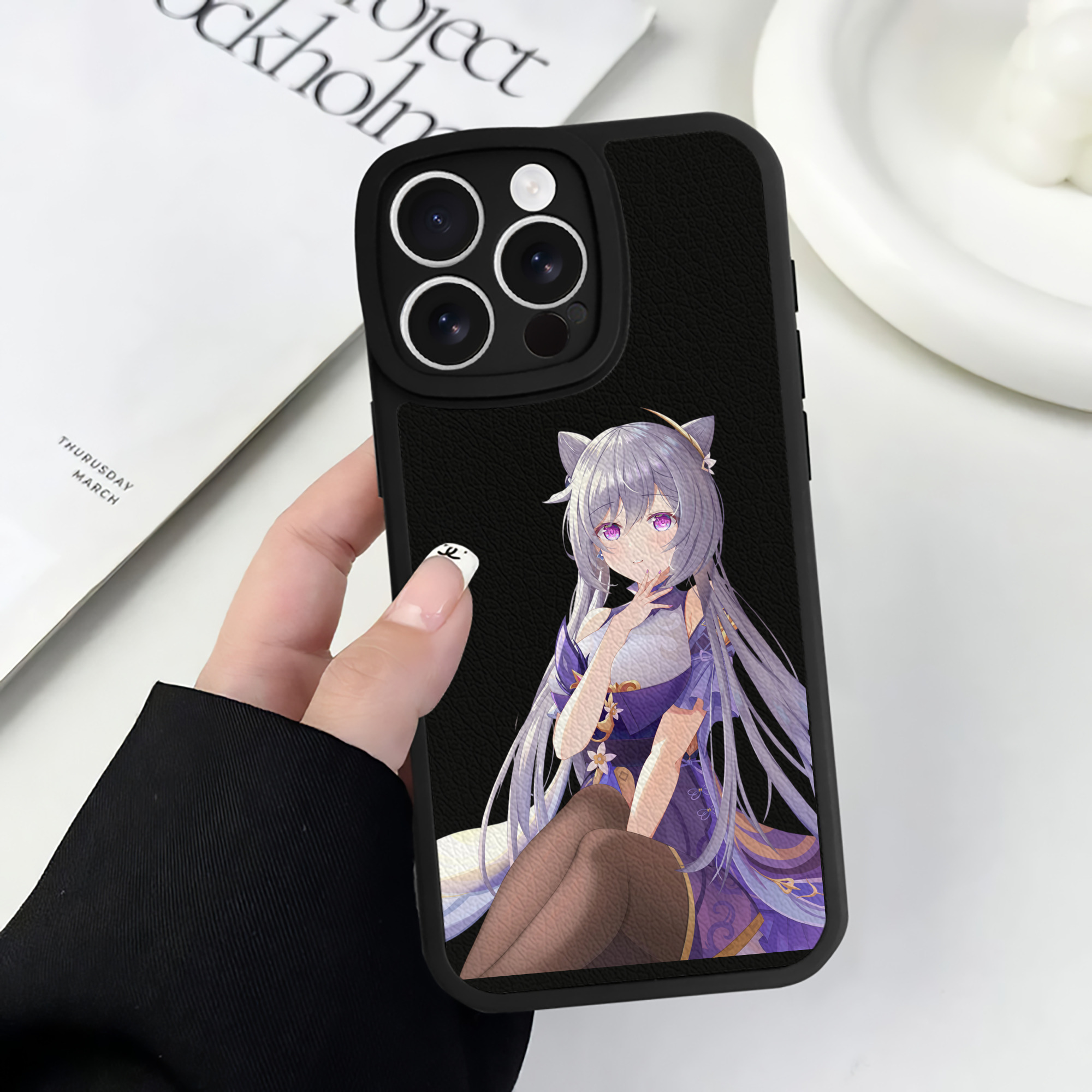 げんし神 刻晴 こくせい genshin Kokusei 【iPhone 16シリーズ対応】シリコンスマホケース（レザー調） 材質：シリコン